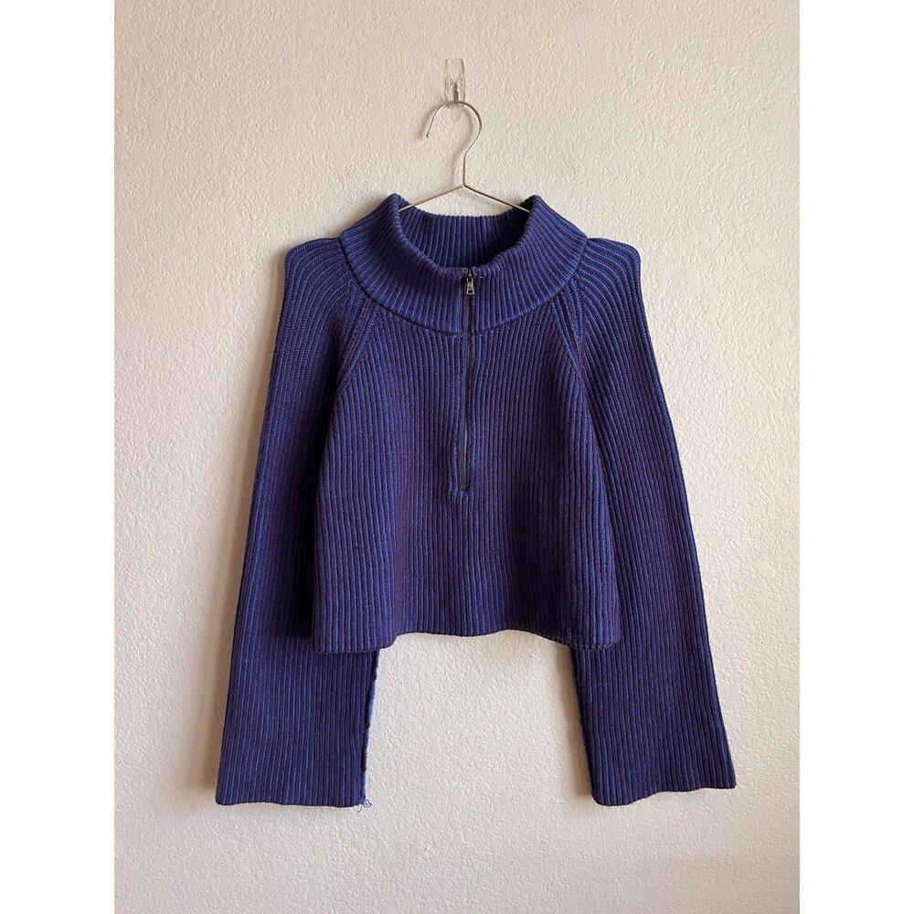Free People Greta Half Zip Sweater in Blue Size XS